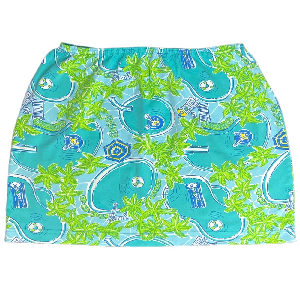 Lilly Pulitzer Vintage Pool Print Mini Skirt Aqua M